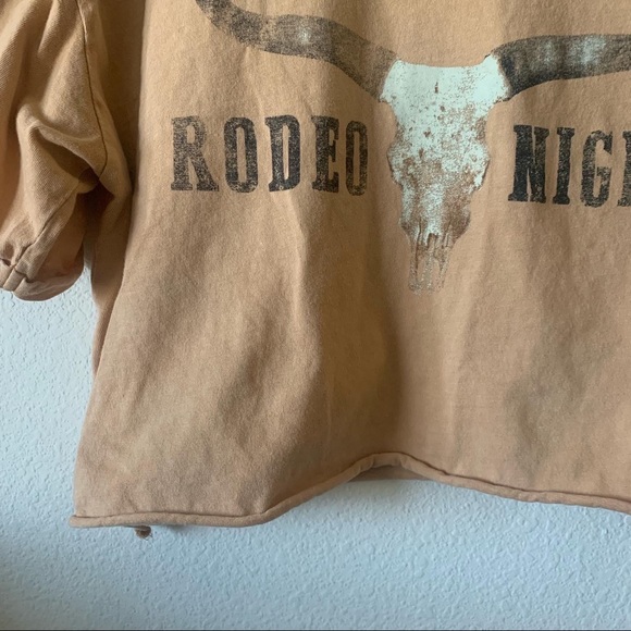Rodeo Nights Longhorn Crop Graphic Tee - Picture 3 of 5